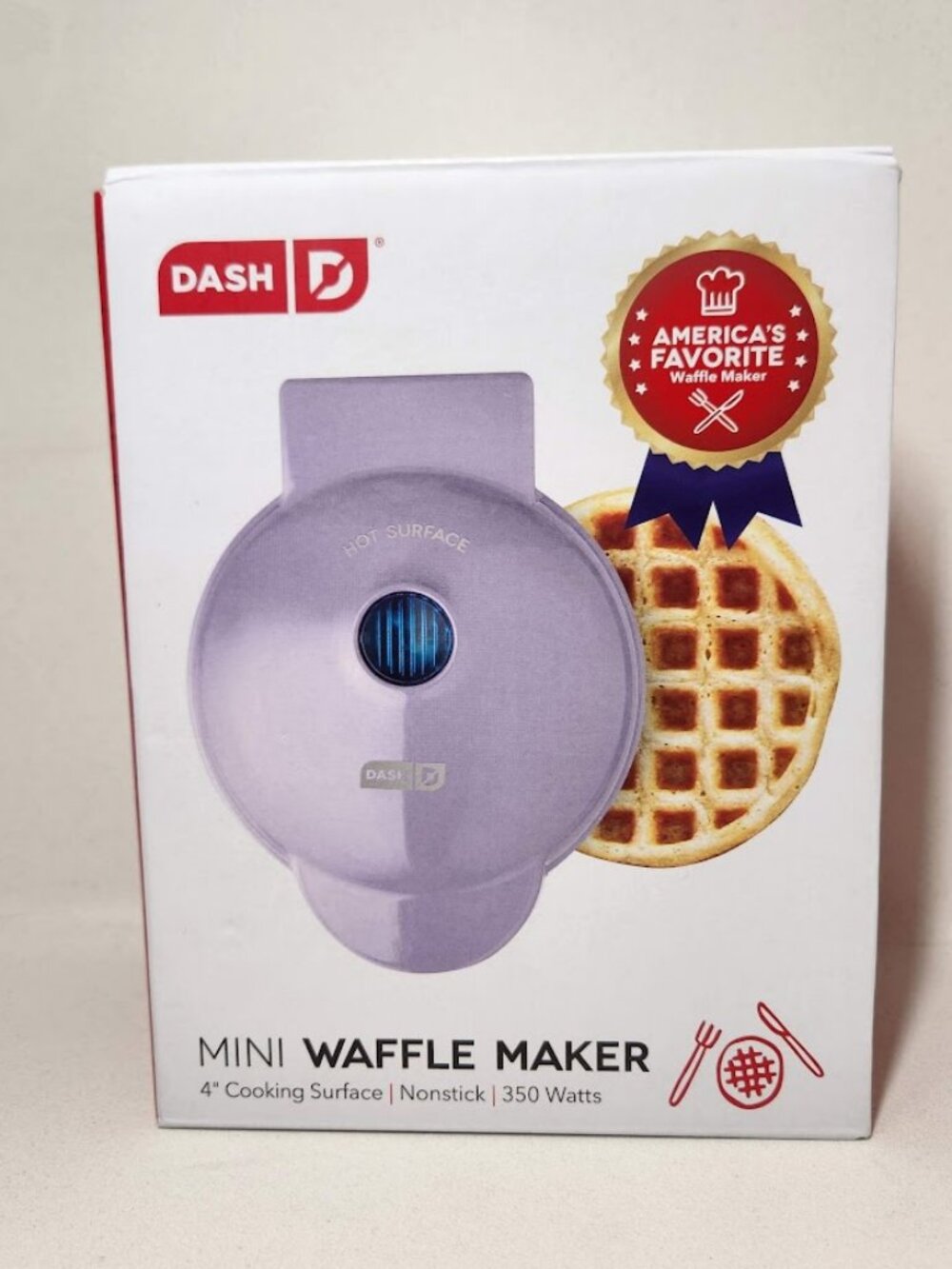 NEW Dash 4" MINI WAFFLE MAKER Dual non-stick cooking surfaces heat evenly Brand